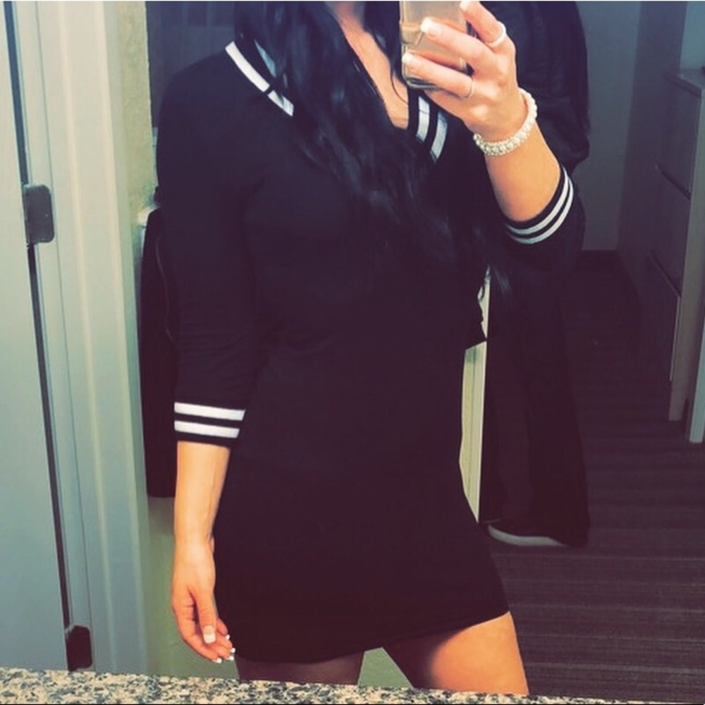 Black and white mini dress